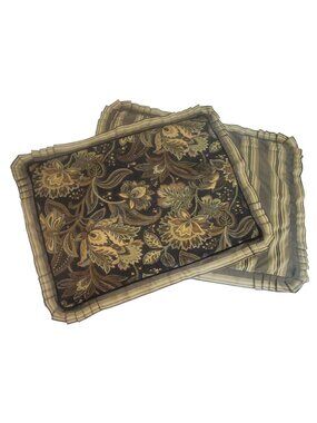 J. Queen New York Valdosta Ventura Jacobean Floral Stripe 2 Pillow Shams 26"x29"